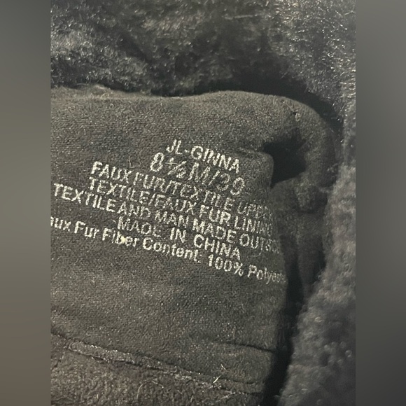 🖤 Jennifer Lopez Womens Ankle Booties Black Suede Faux Fur Trim Round Size 8.5M - Picture 7 of 8